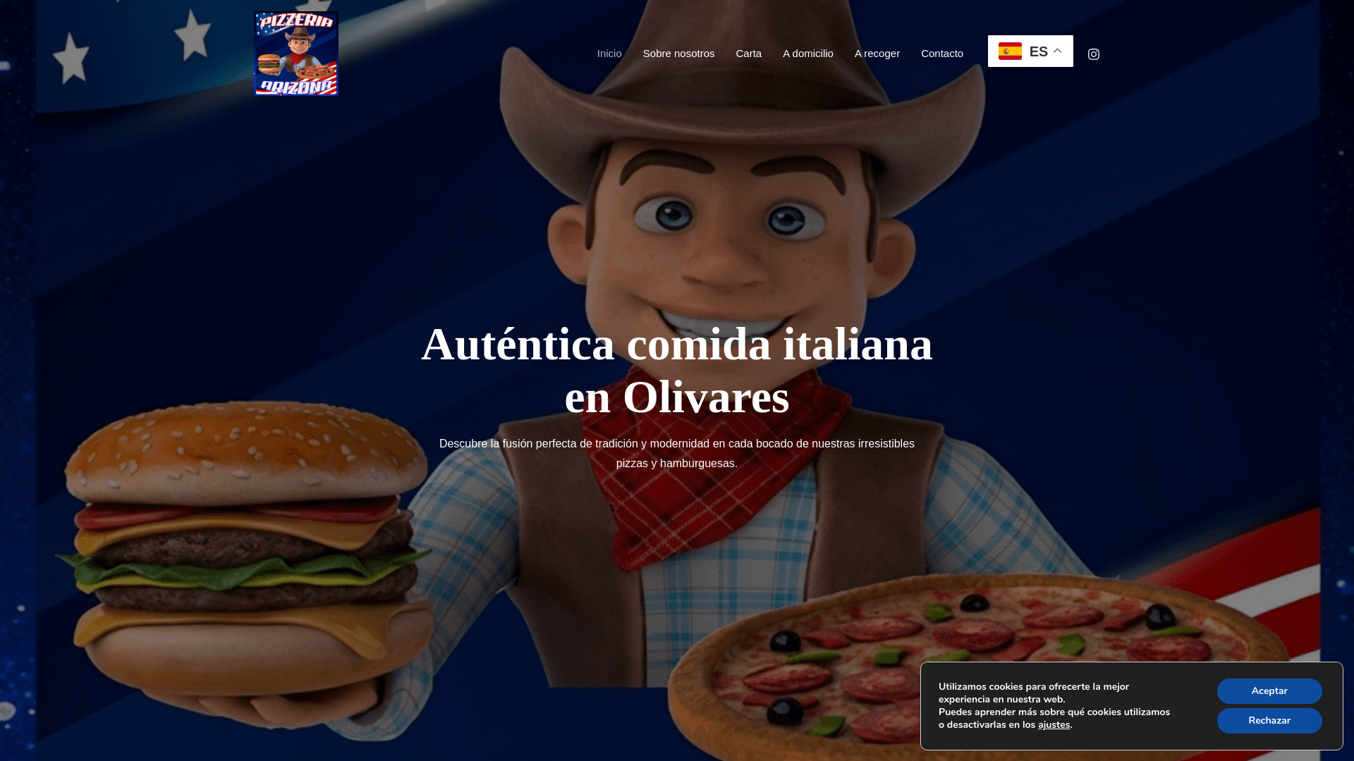website screenshot of https://pizzeriaarizona.com/