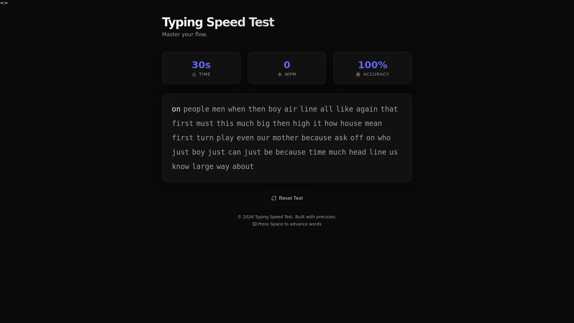 website screenshot of https://typingscoretest.com
