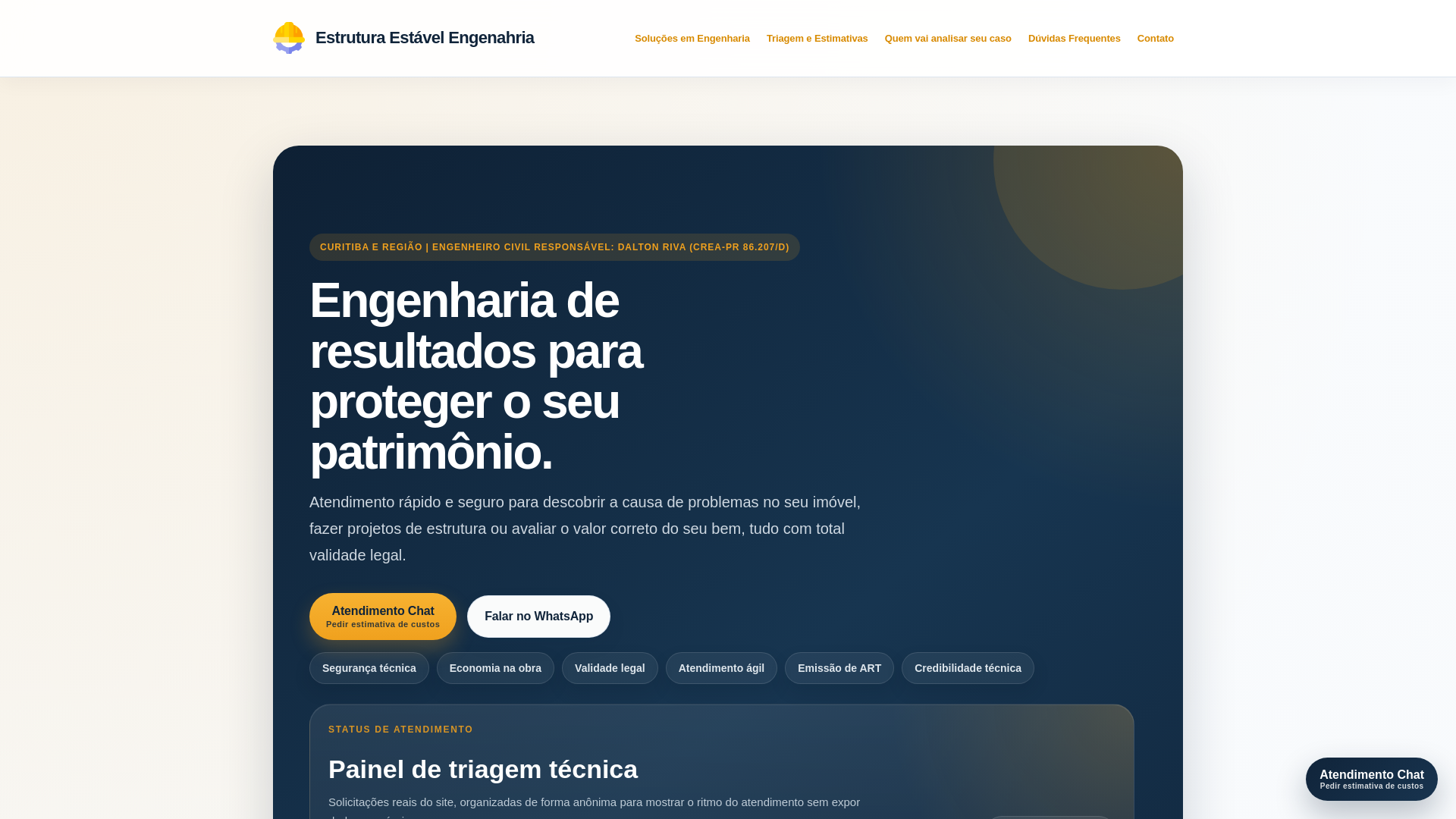 website screenshot of https://estruturaestavel.com.br