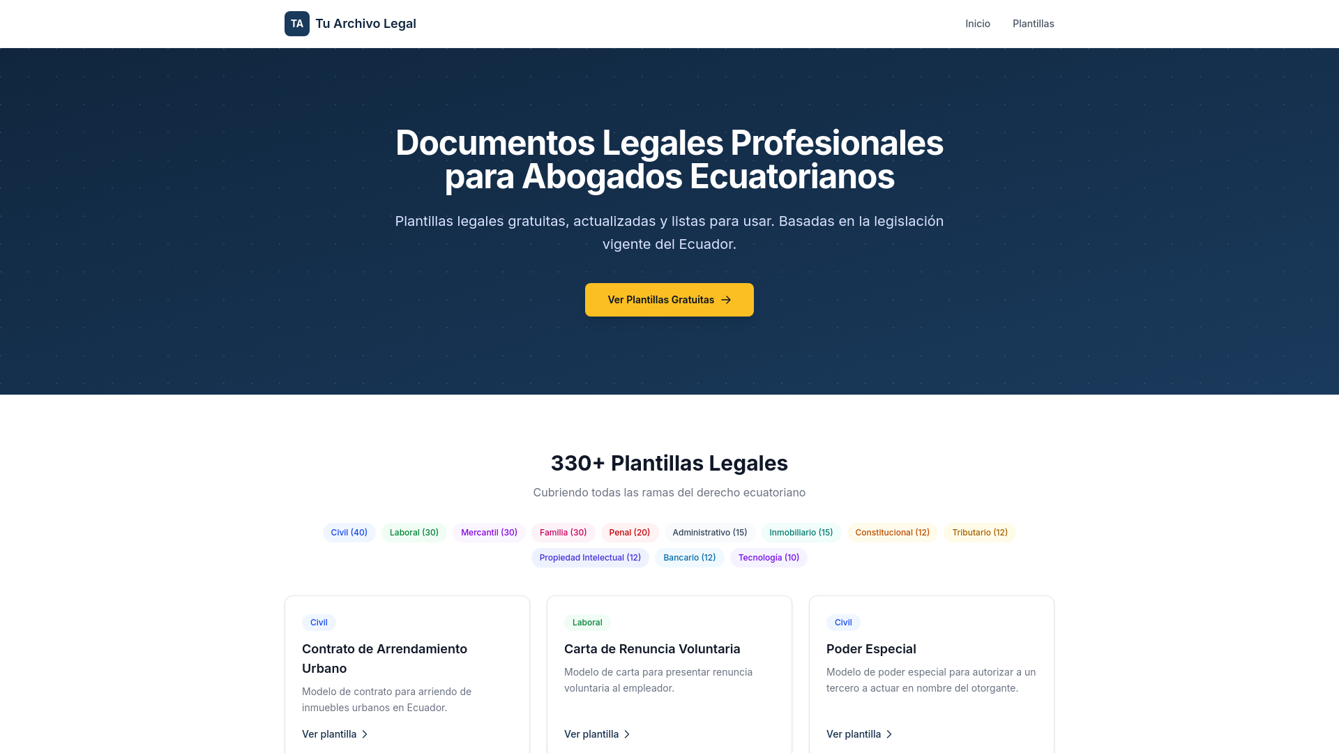 website screenshot of https://tuarchivolegal.pages.dev/