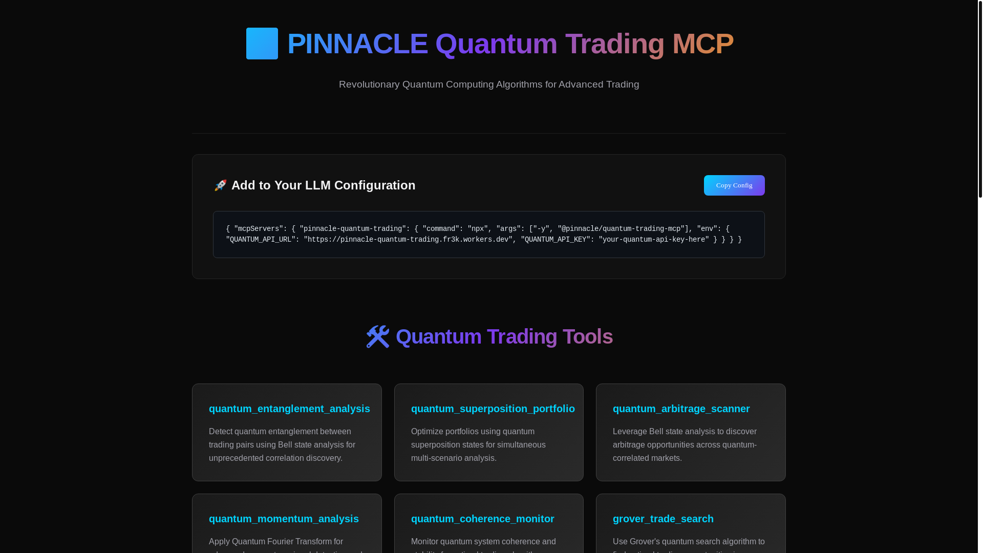 website screenshot of https://quantum-trading-mcp.pages.dev/