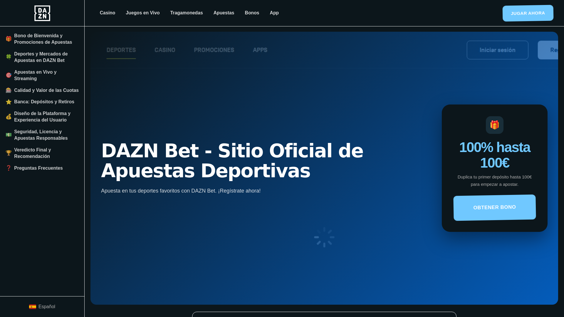 website screenshot of https://daznbets.com.es/
