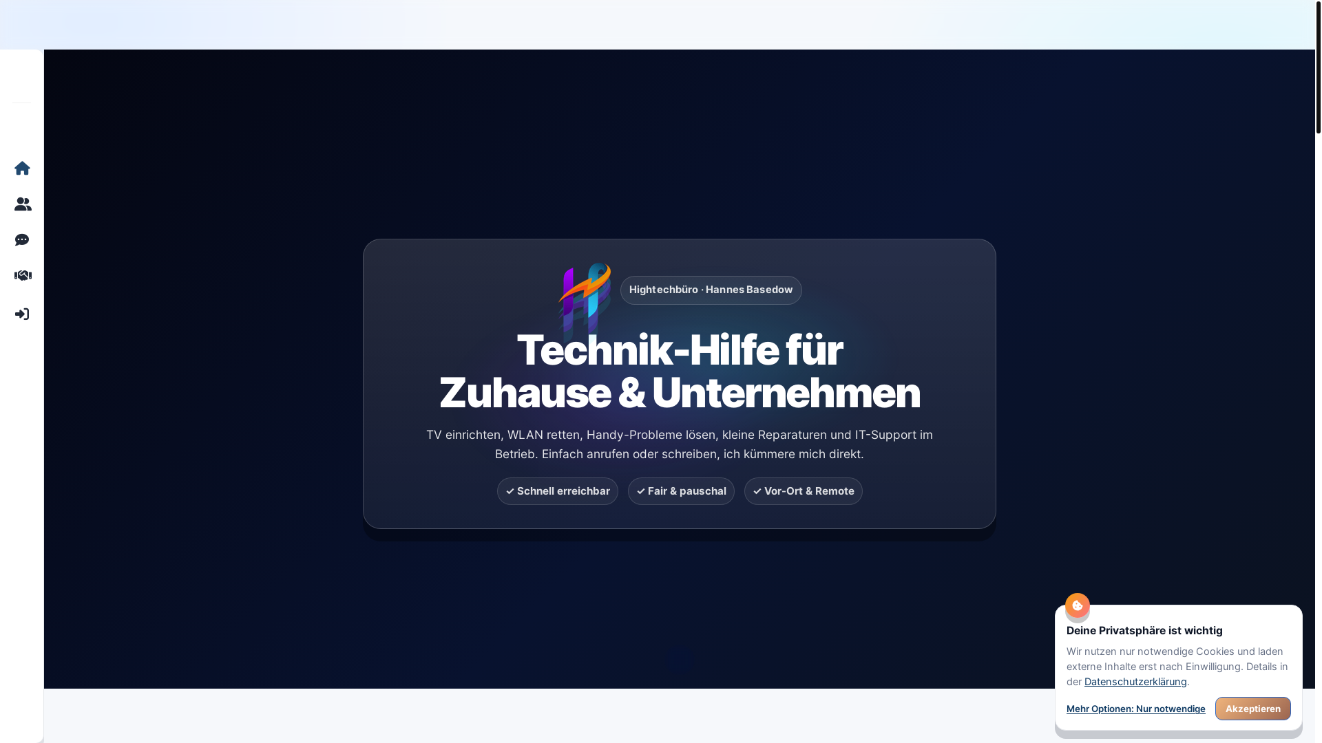 website screenshot of https://hightechbuero.de