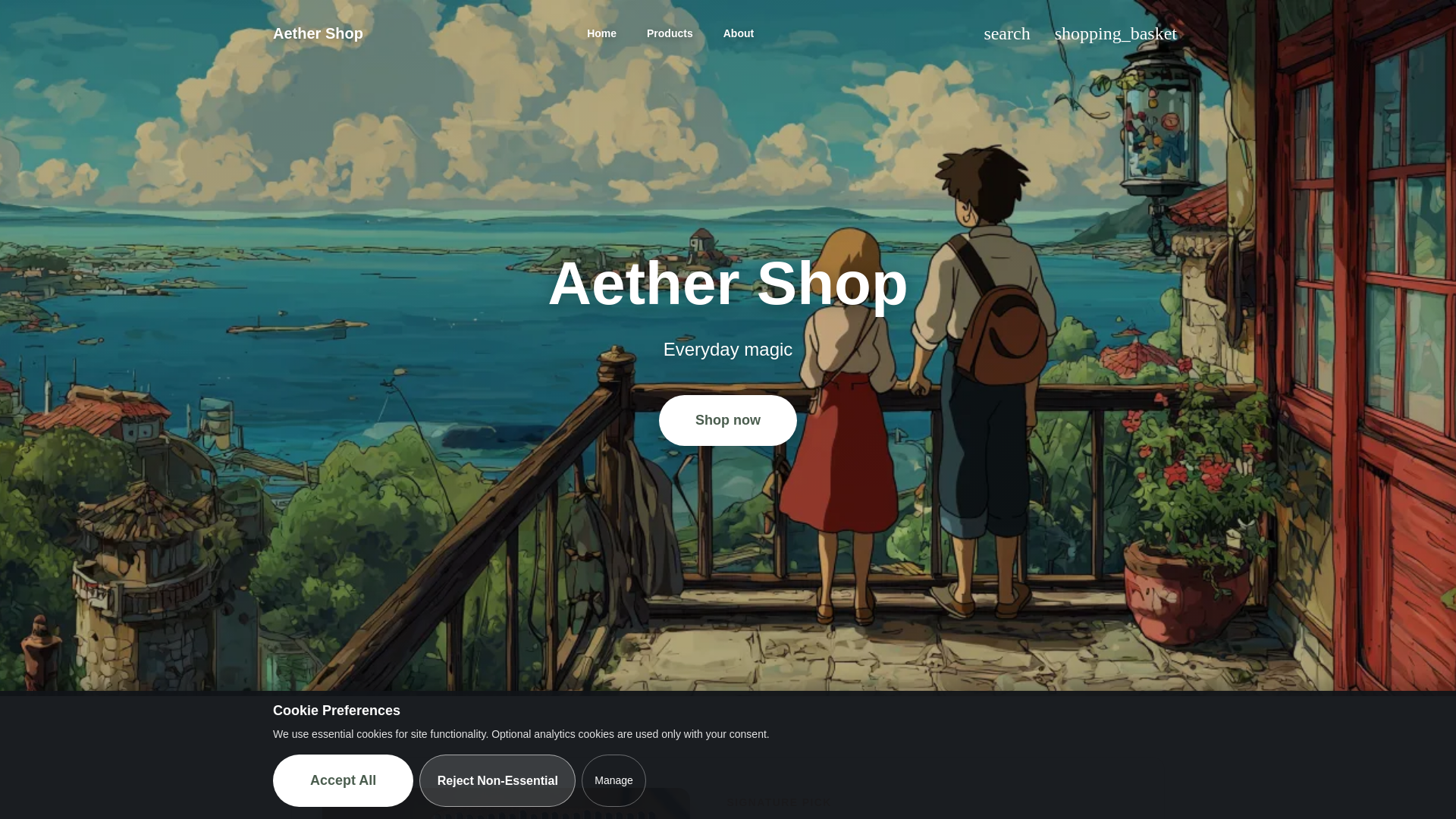 website screenshot of https://aethershop.fi/