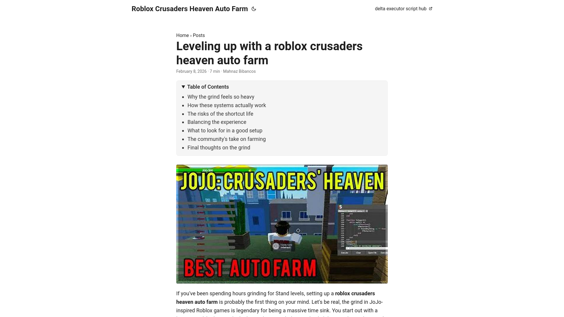 website screenshot of https://roblox-crusaders-heaven-auto-farm.pages.dev/