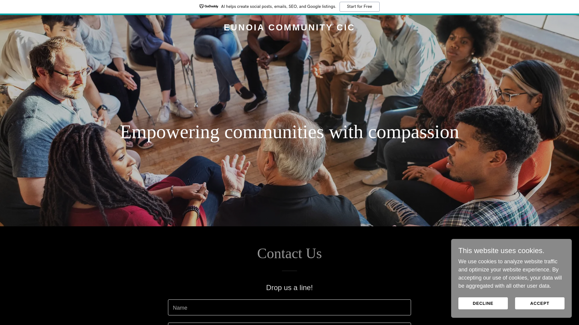 website screenshot of https://eunoiacommunity.uk/