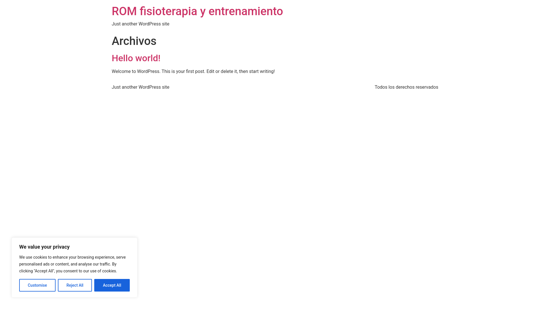 website screenshot of https://romfisioterapiayentrenamiento.es/