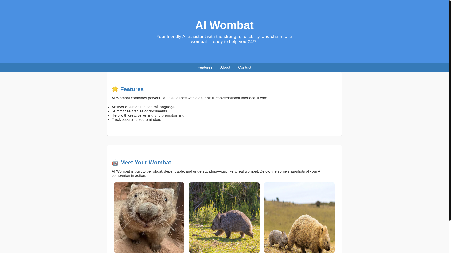 website screenshot of https://ai-wombat.com/