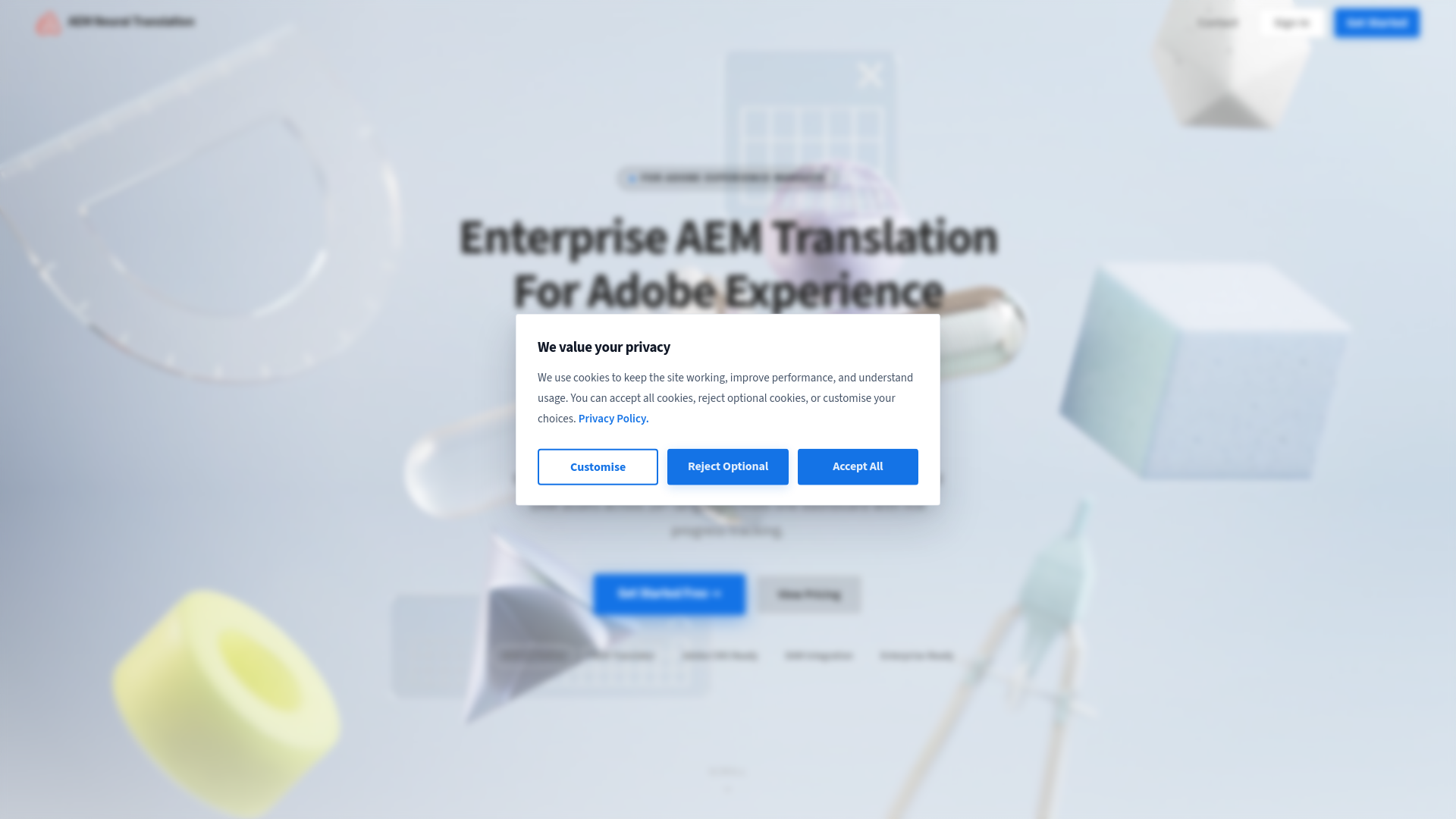 website screenshot of https://aemtranslate.com