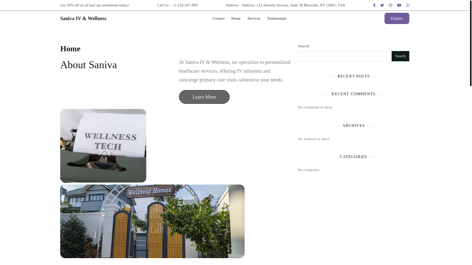 website screenshot of https://sanivawellness.com/