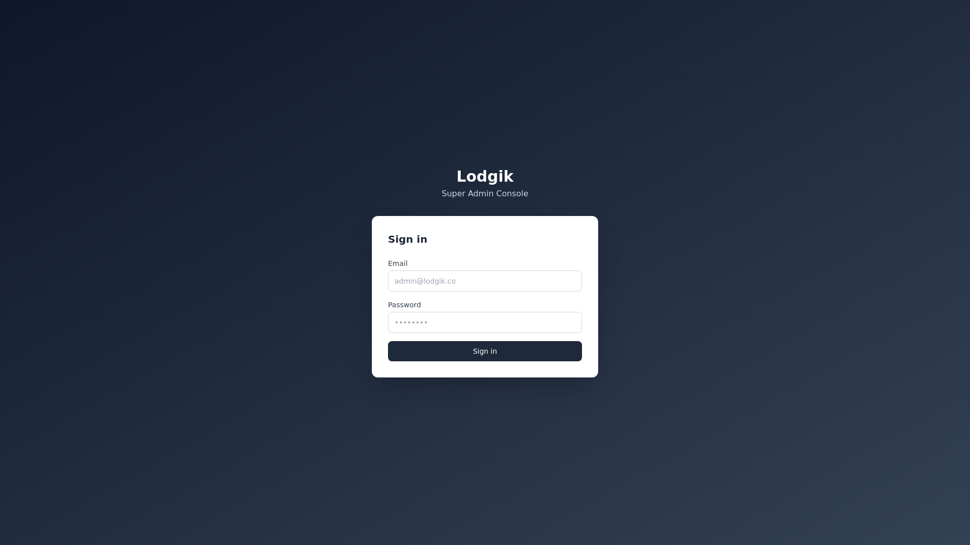 website screenshot of https://lodgikadmin.pages.dev/