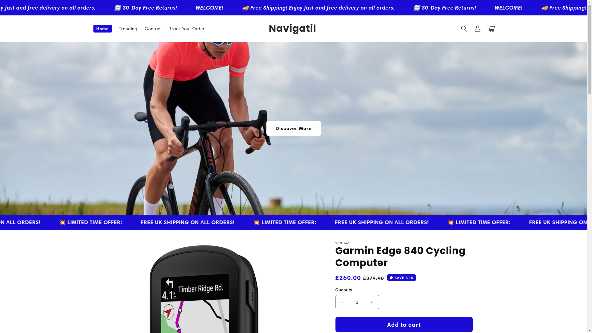 website screenshot of https://navigatil.store/