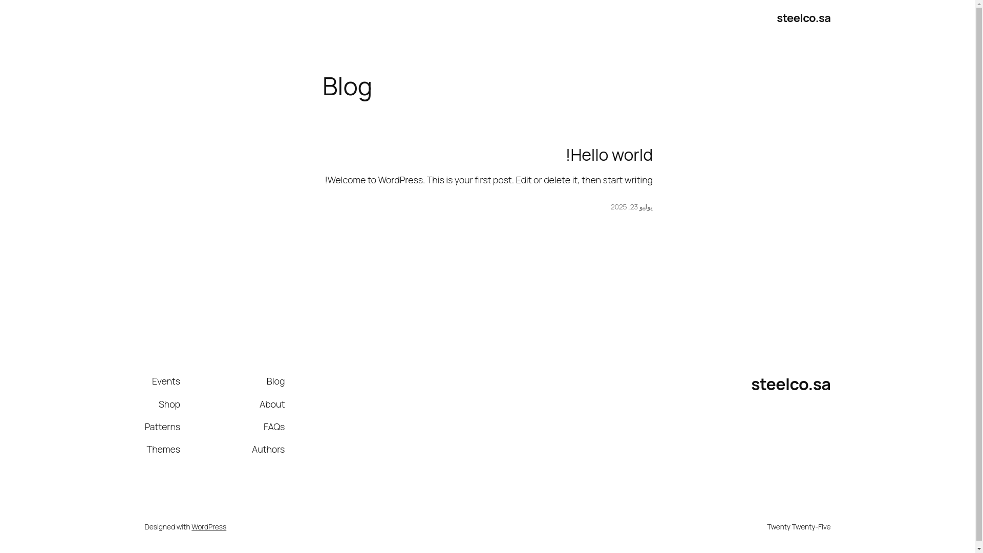 website screenshot of https://steelco.sa/