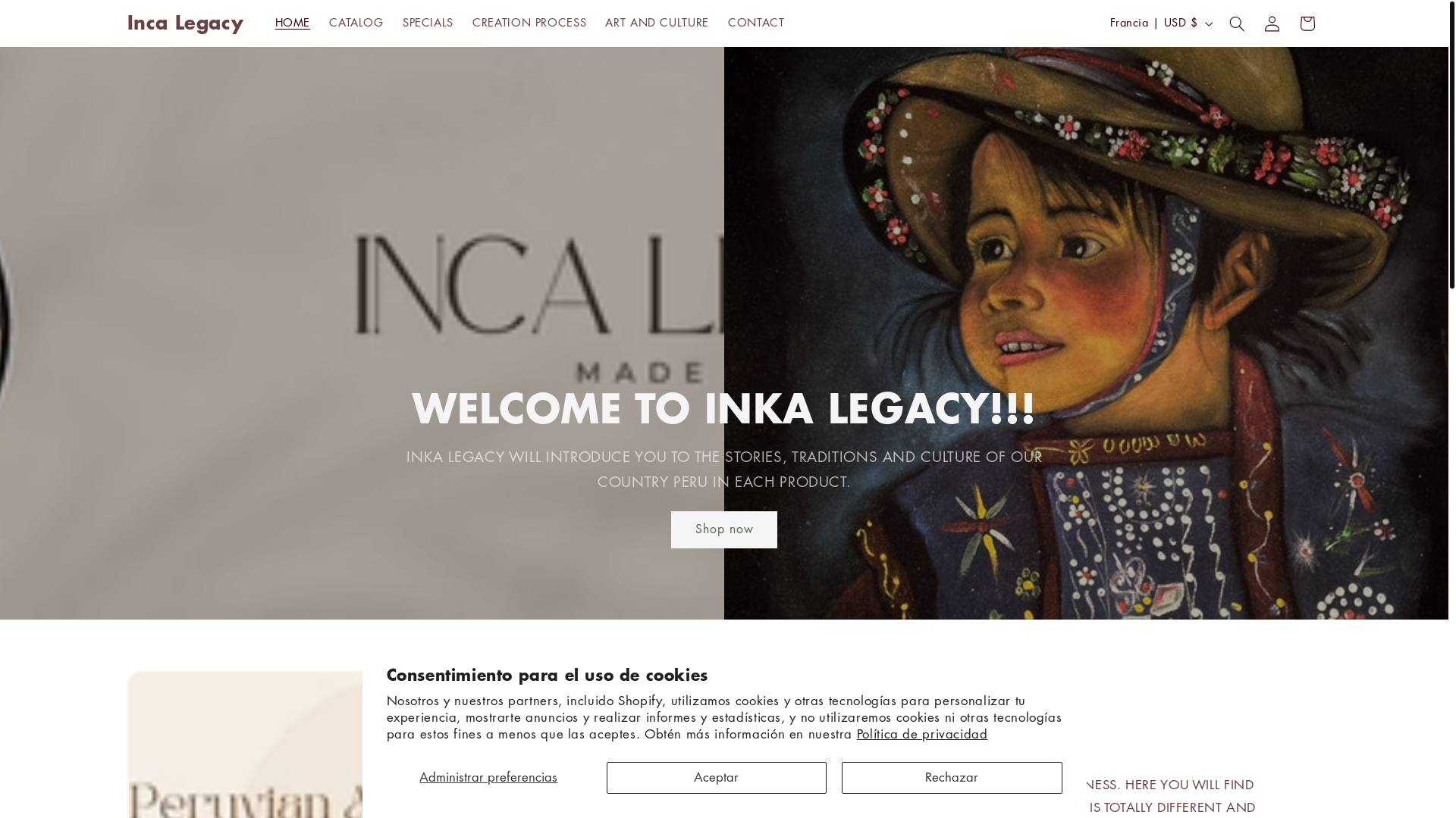 website screenshot of https://incalegacyperu.com/
