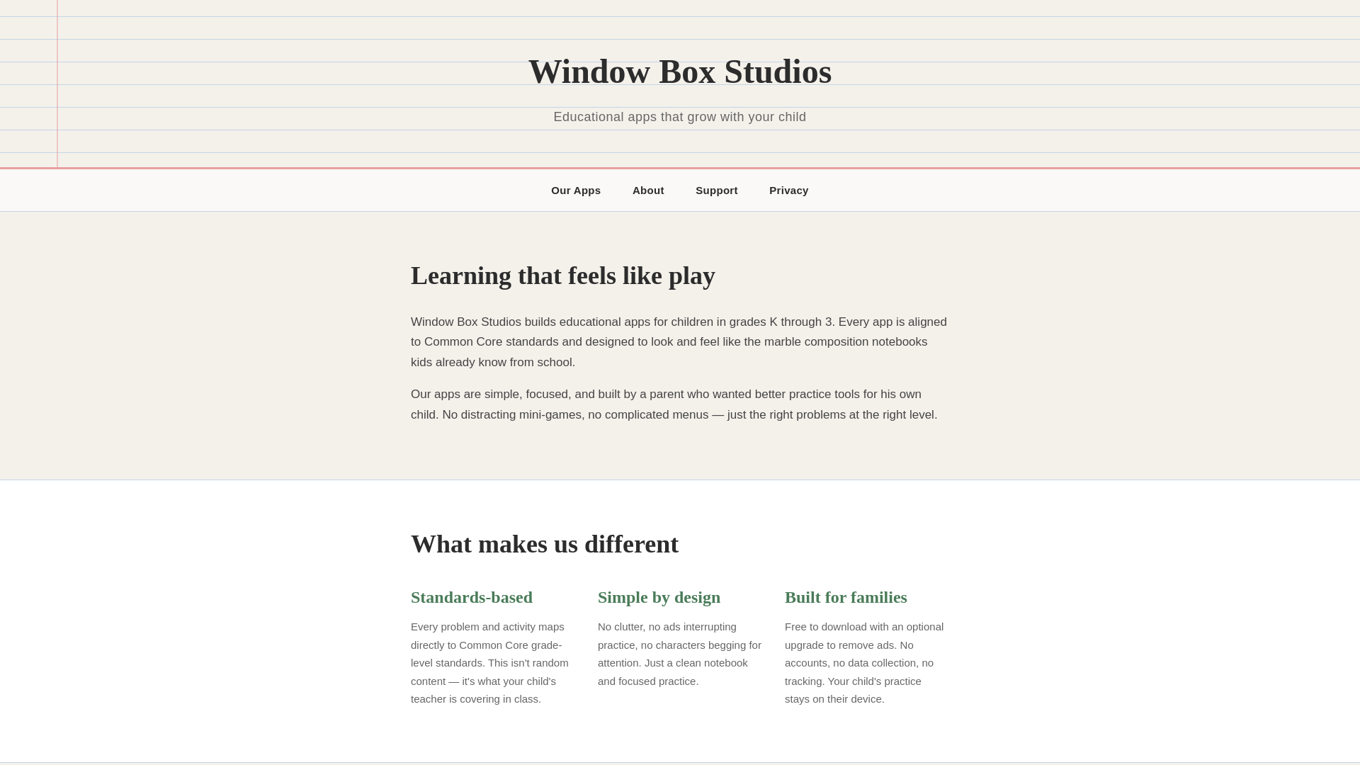 website screenshot of https://windowboxstudios.com/