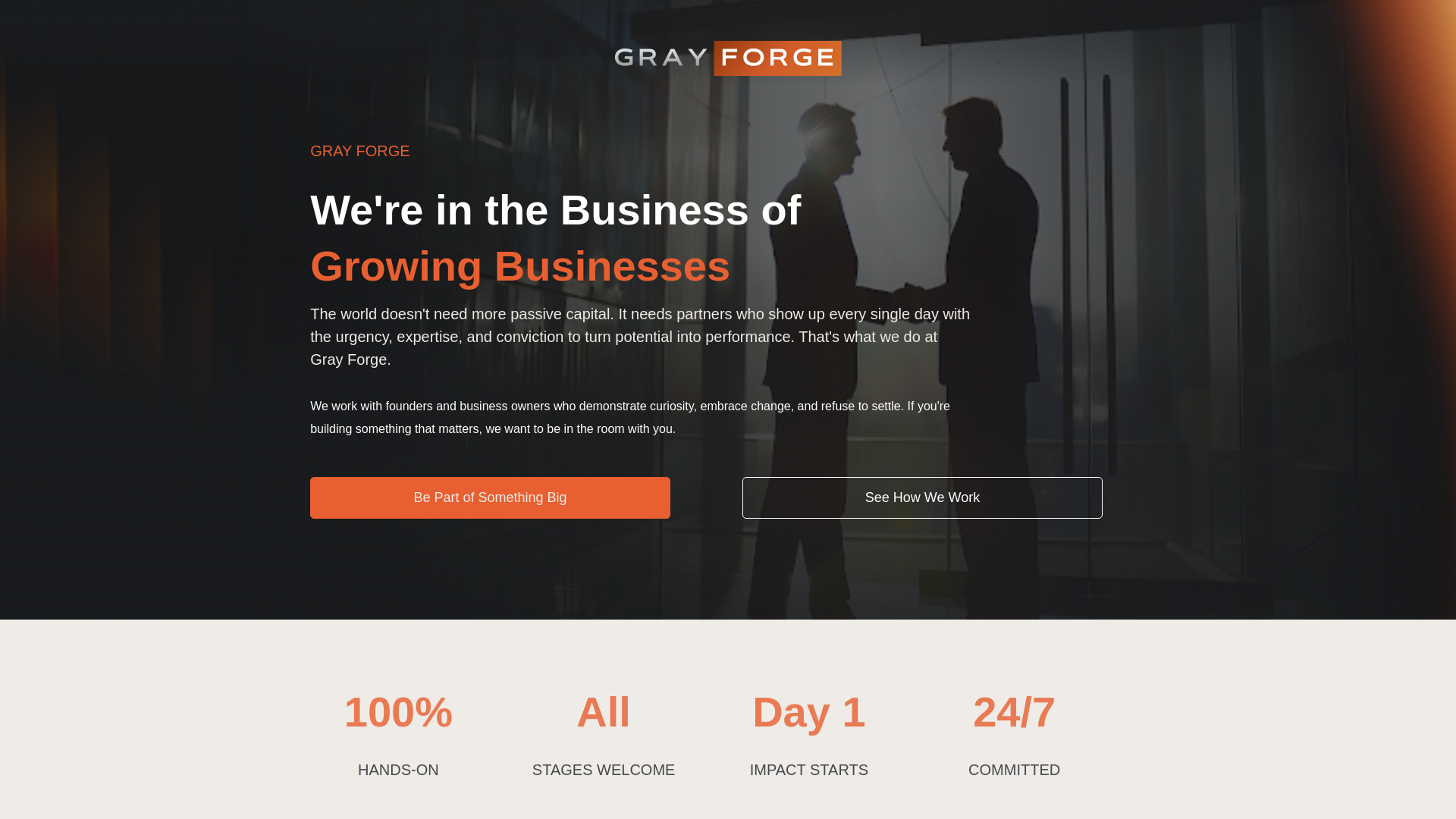 website screenshot of https://grayforgeventures.com/