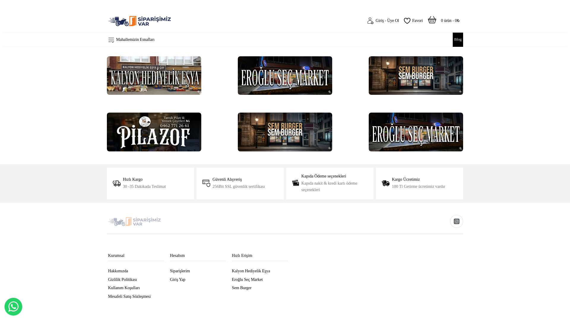 website screenshot of https://siparisimizvar.com/