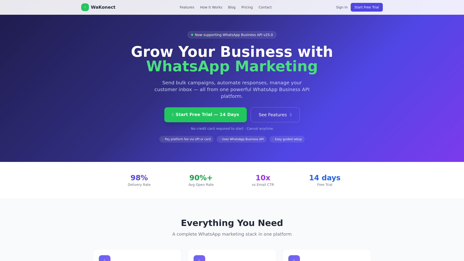 website screenshot of https://wakonect.com