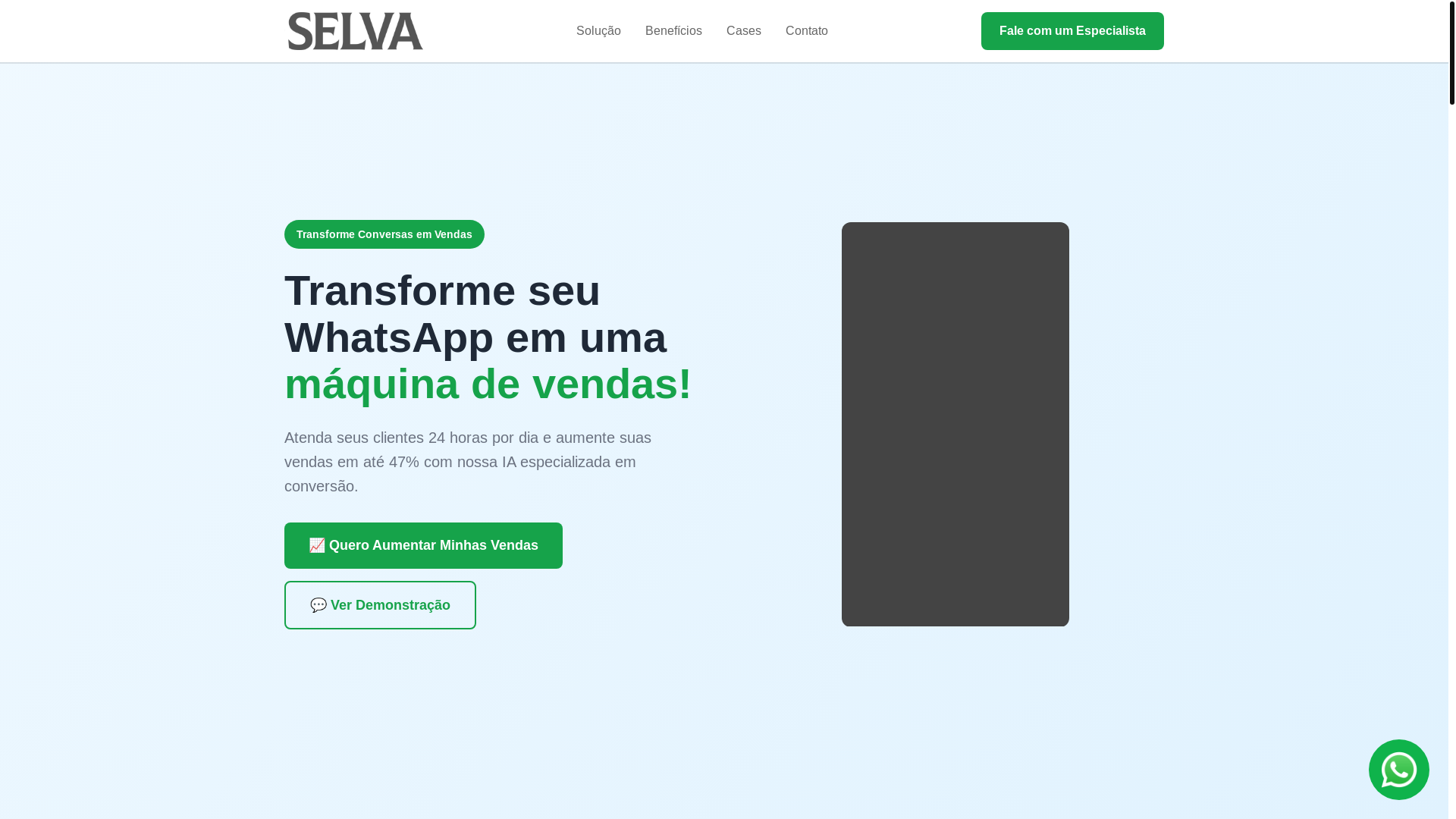 website screenshot of https://selvaia.com.br/
