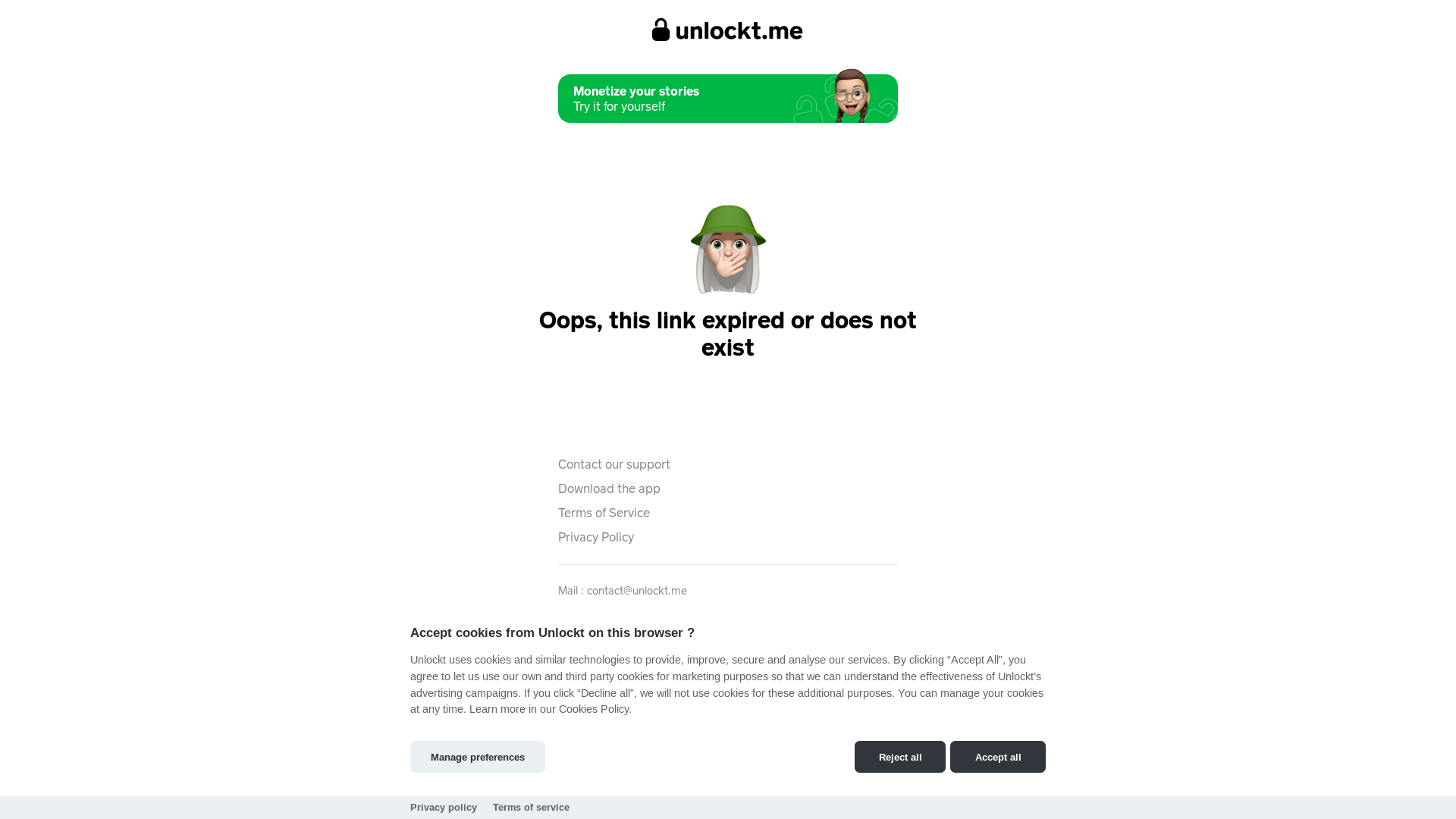 website screenshot of https://unlockt.me/v/e497065019