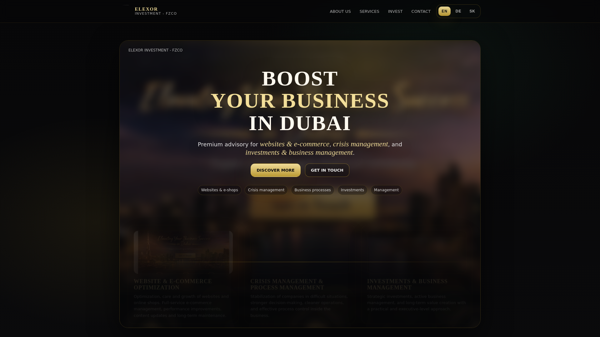 website screenshot of https://elexor.ae/