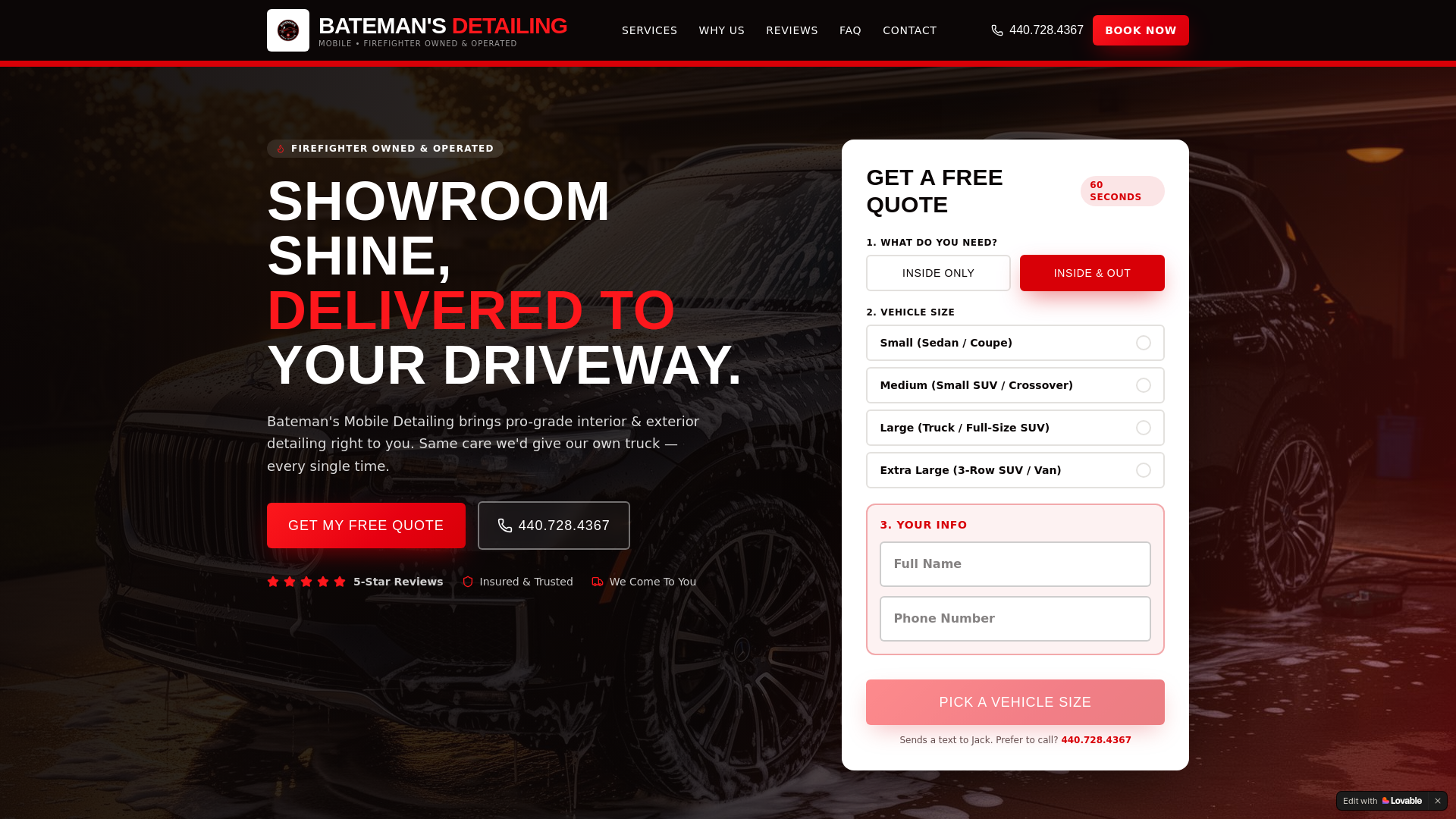 website screenshot of https://batemansmobile.com/