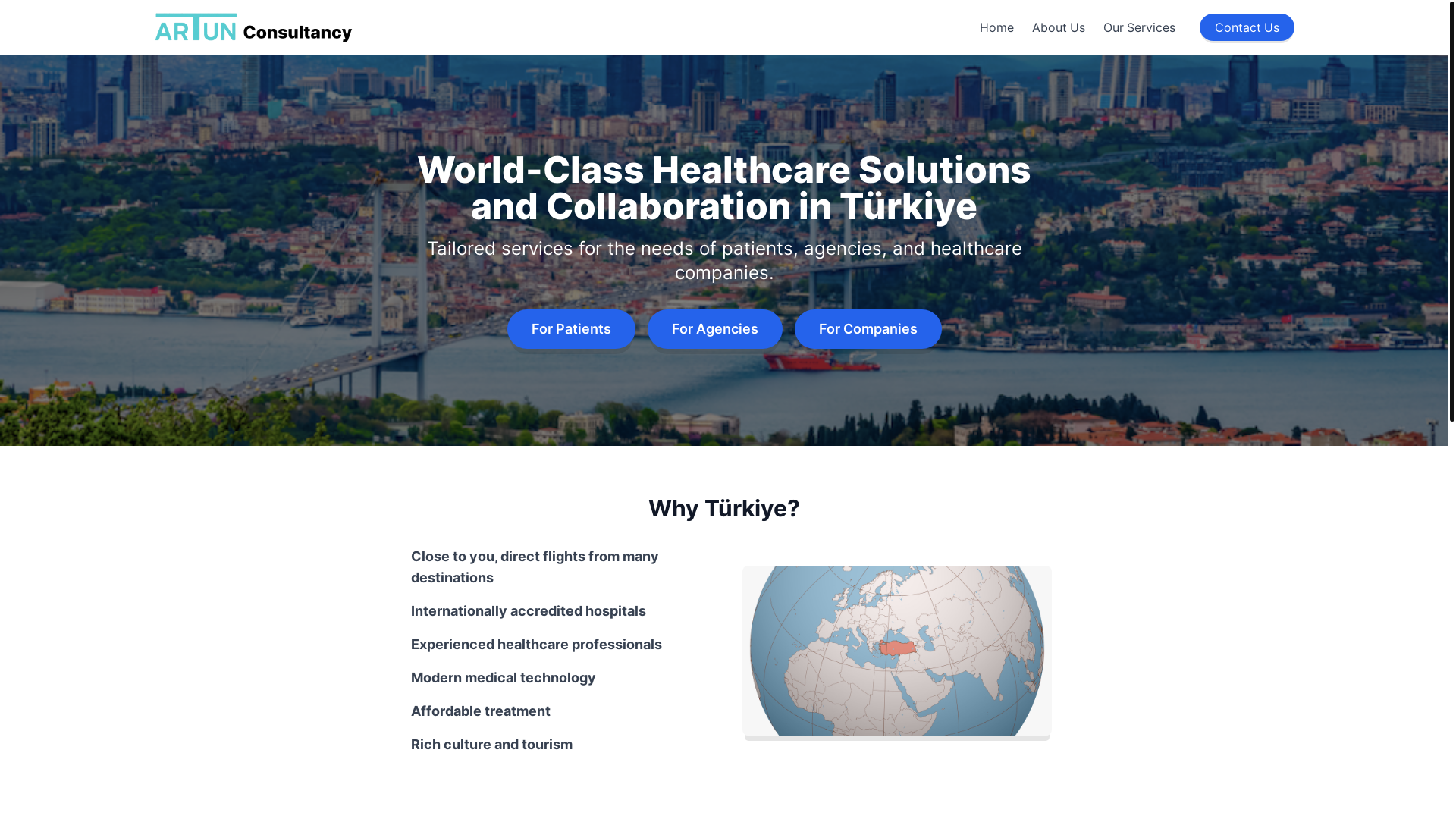 website screenshot of https://artunhealthcare.com/