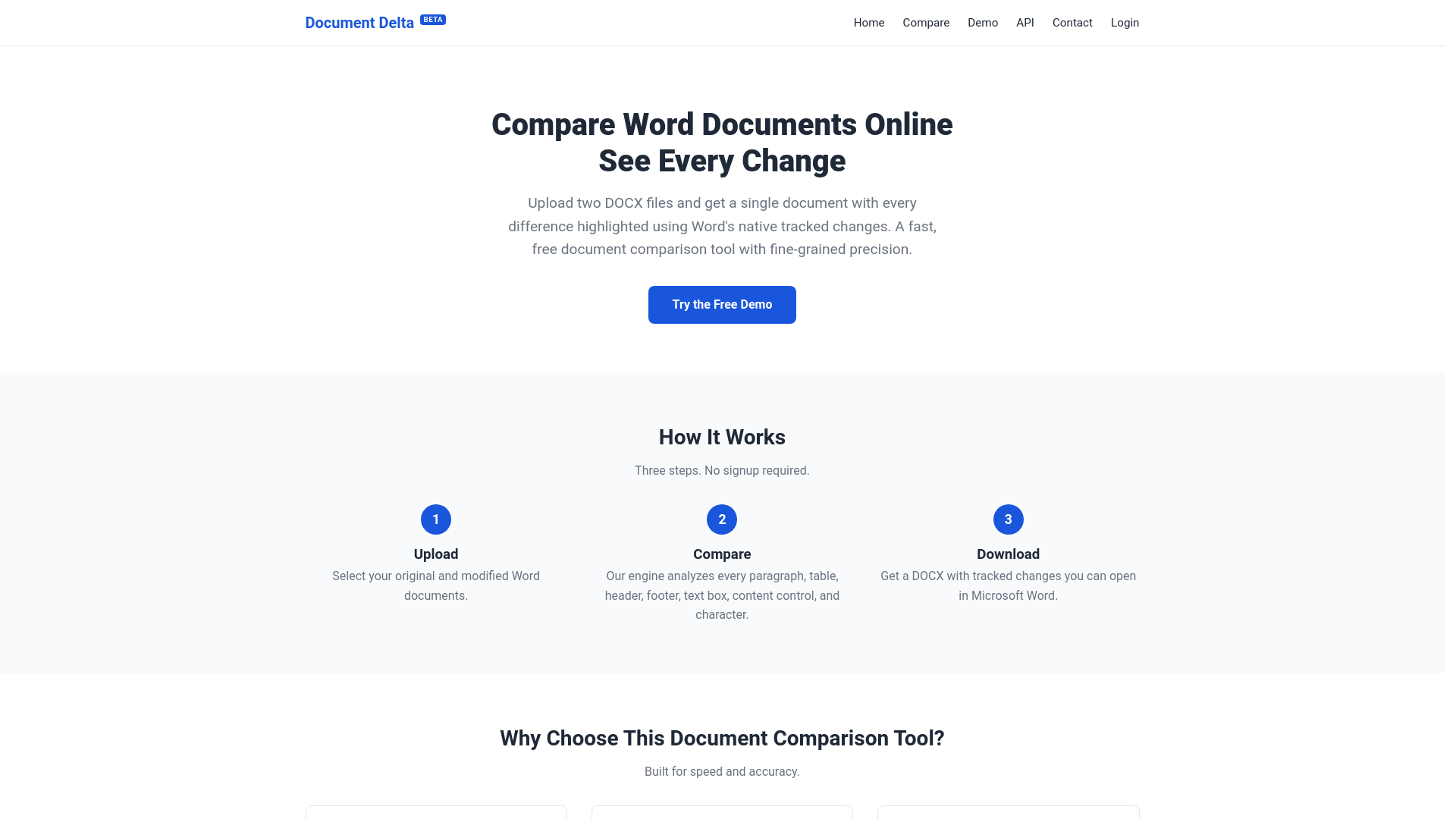 website screenshot of https://documentdelta.com