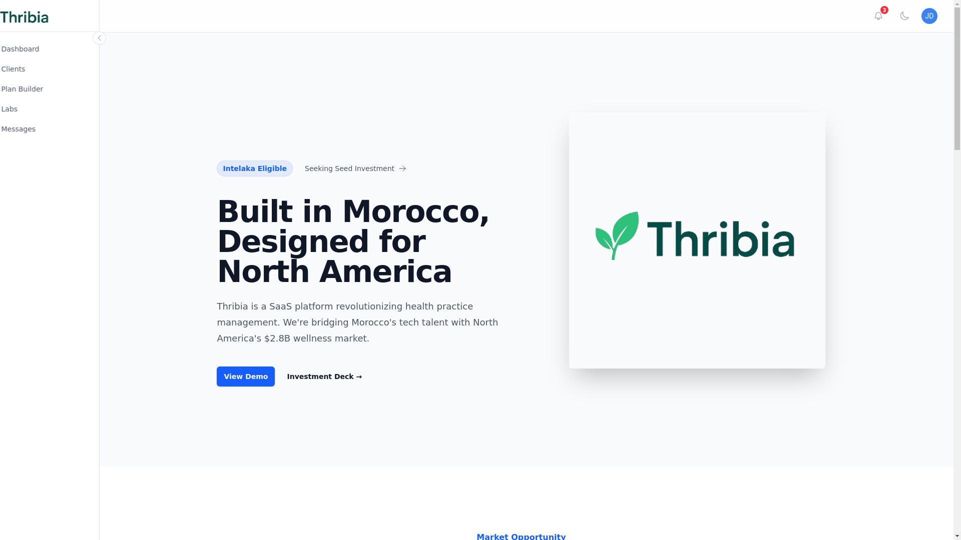 website screenshot of https://thribia-app.pages.dev/