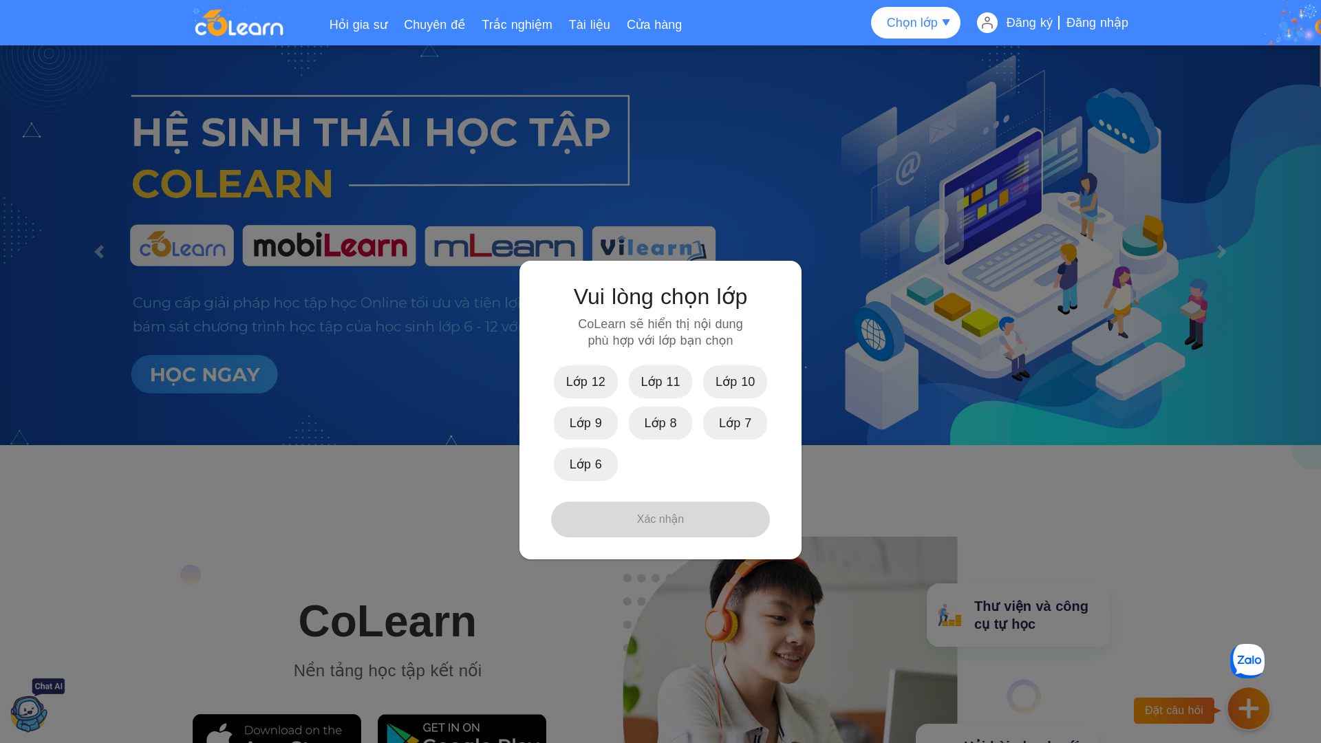 website screenshot of https://colearn.vn