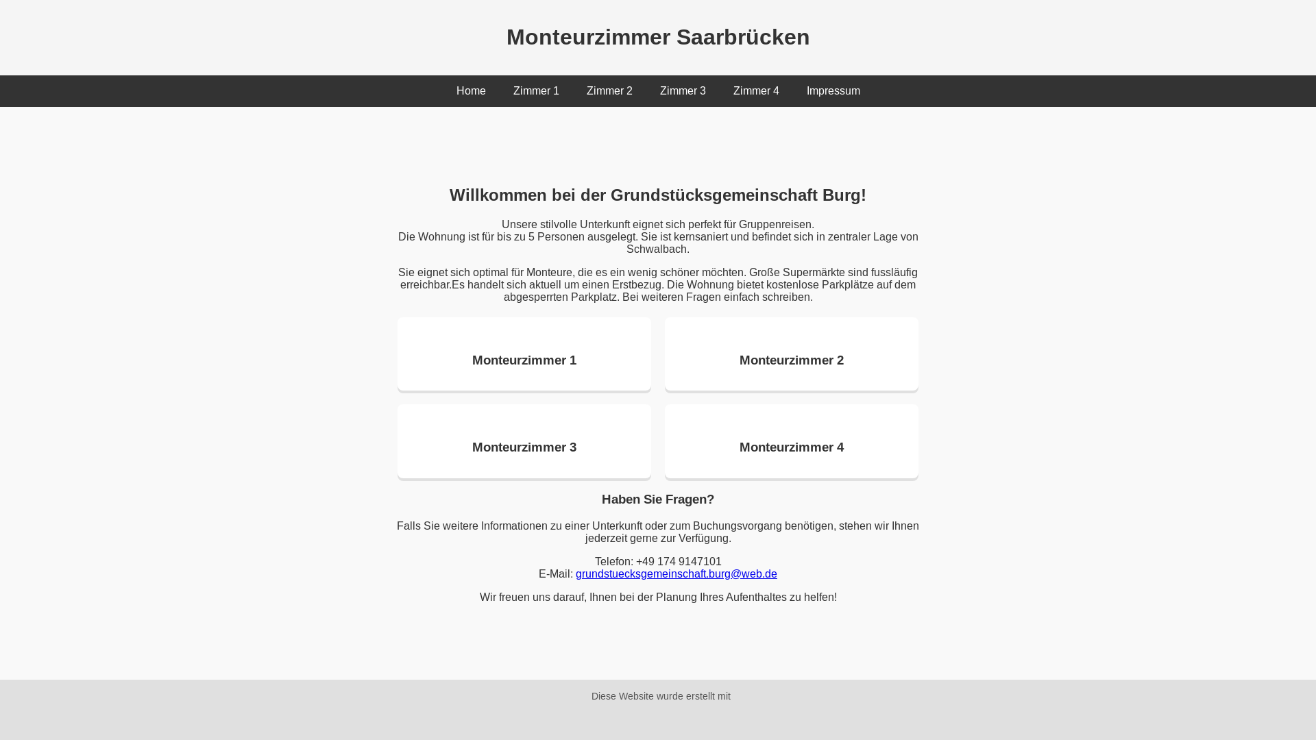 website screenshot of https://monteurzimmersaarbruecken.de/