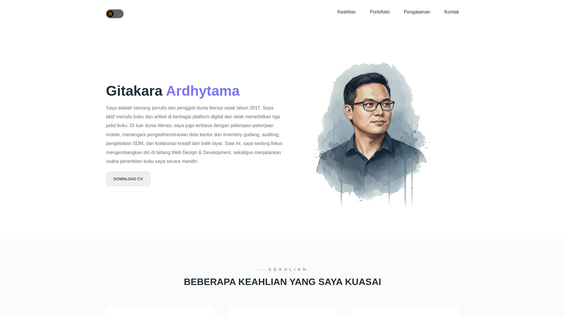 website screenshot of https://gitakara-portofolio.pages.dev/