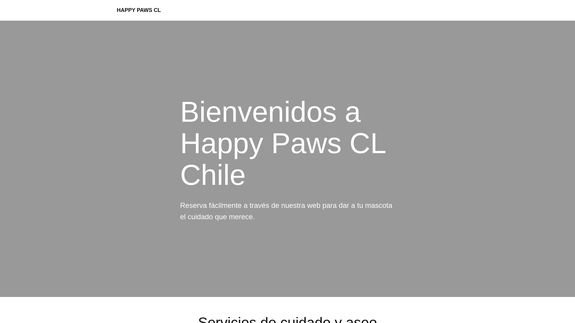 website screenshot of https://happypawscl.com/