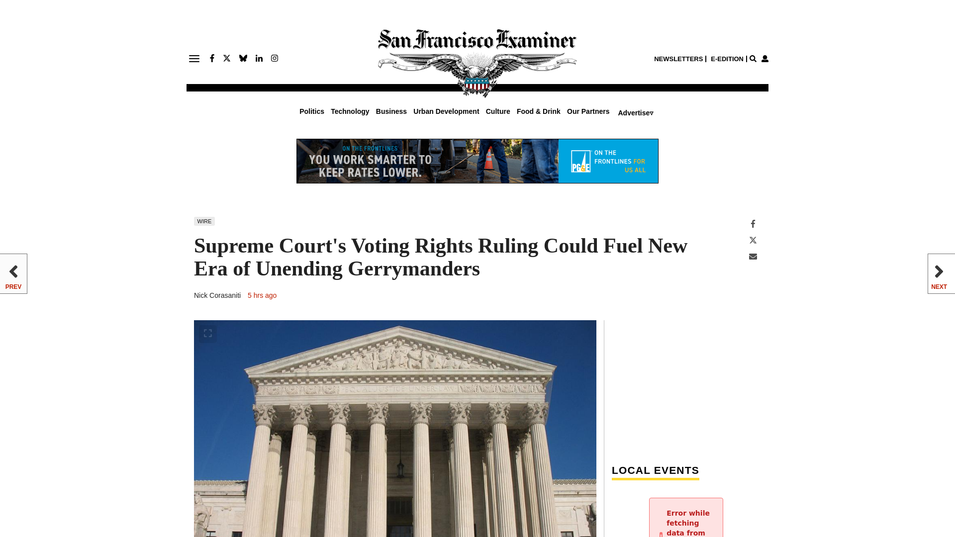 website screenshot of https://www.sfexaminer.com/supreme-courts-voting-rights-ruling-could-fuel-new-era-of-unending-gerrymanders/article_6206221c-f29b-5ce5-8032-80134629587a.html
