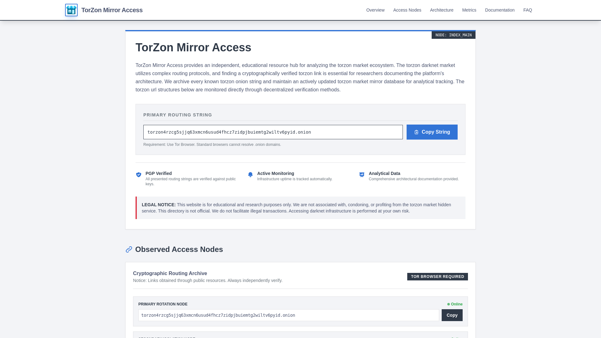 website screenshot of https://torzonmirroraccess.site
