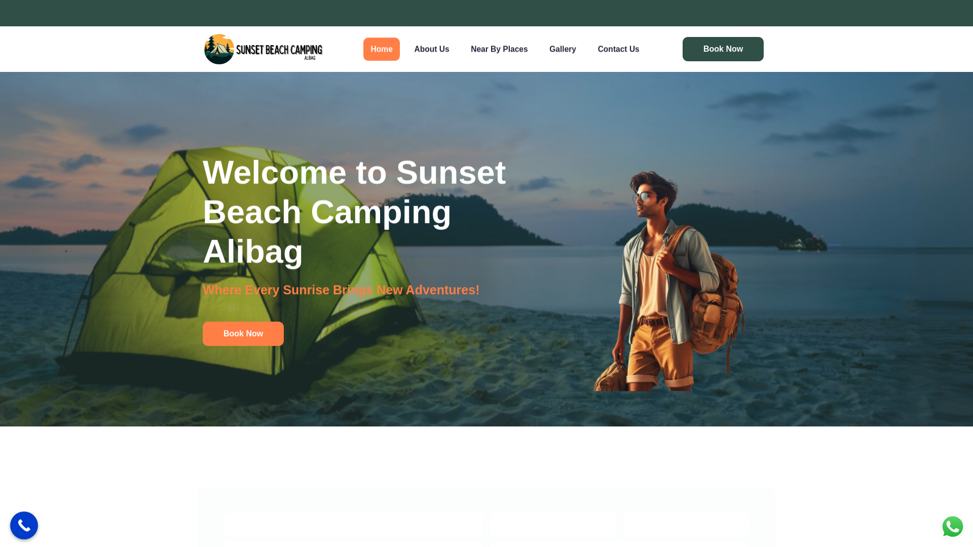website screenshot of https://sunsetbeachcampingalibag.com/