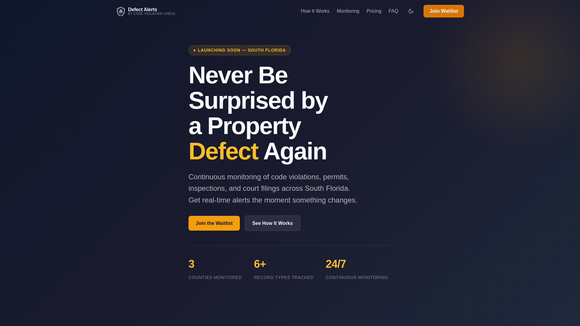 website screenshot of https://defectalerts.com/