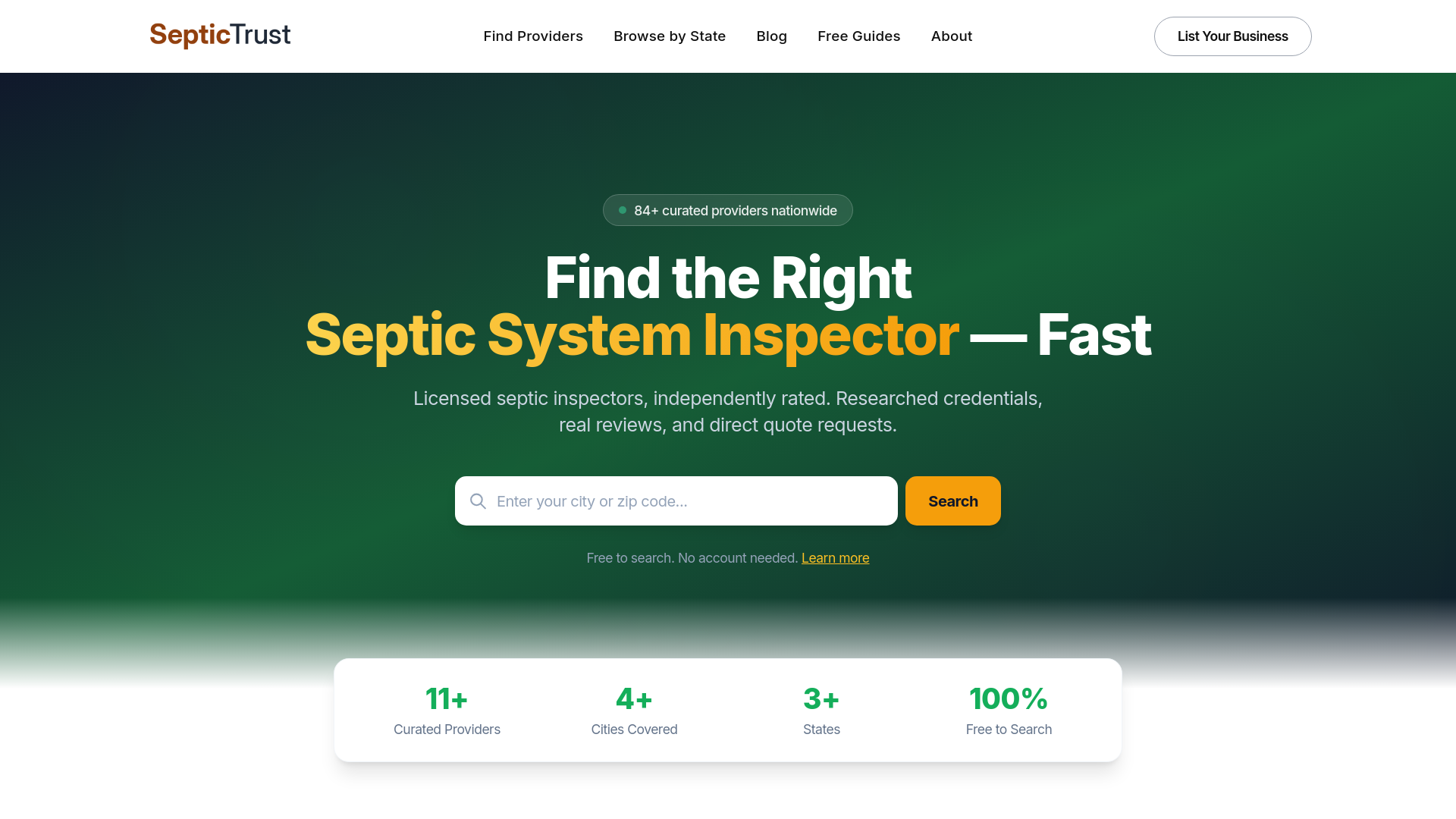 website screenshot of https://septictrust.pages.dev/