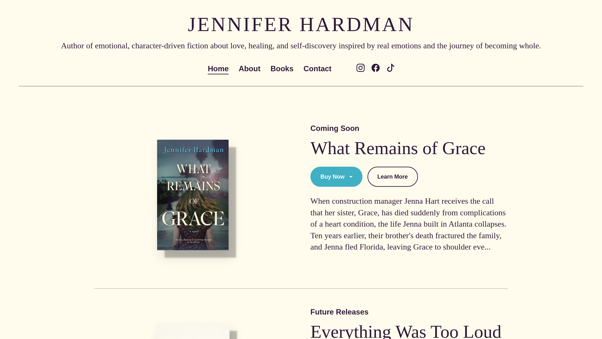 website screenshot of https://jenniferhardmanbooks.com/