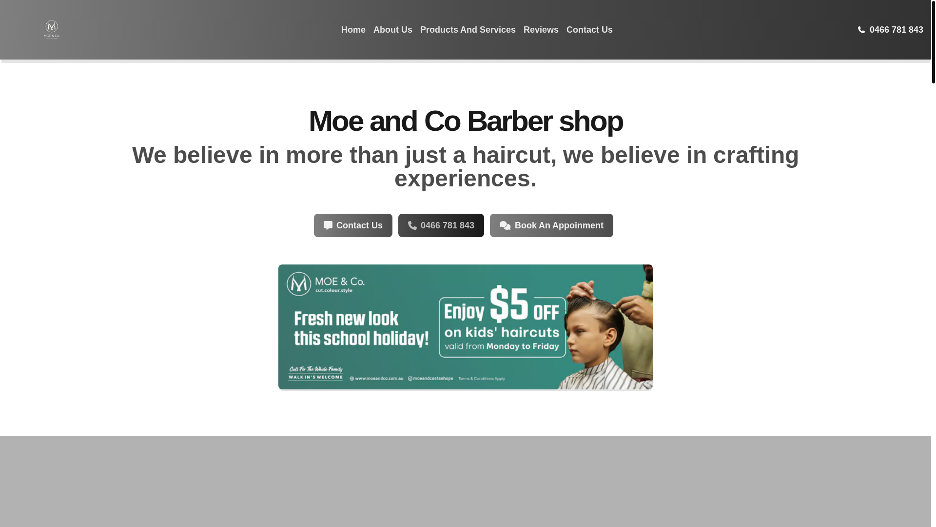 website screenshot of https://proximity-moeandcobarbers-6854c210fd72.pages.dev/