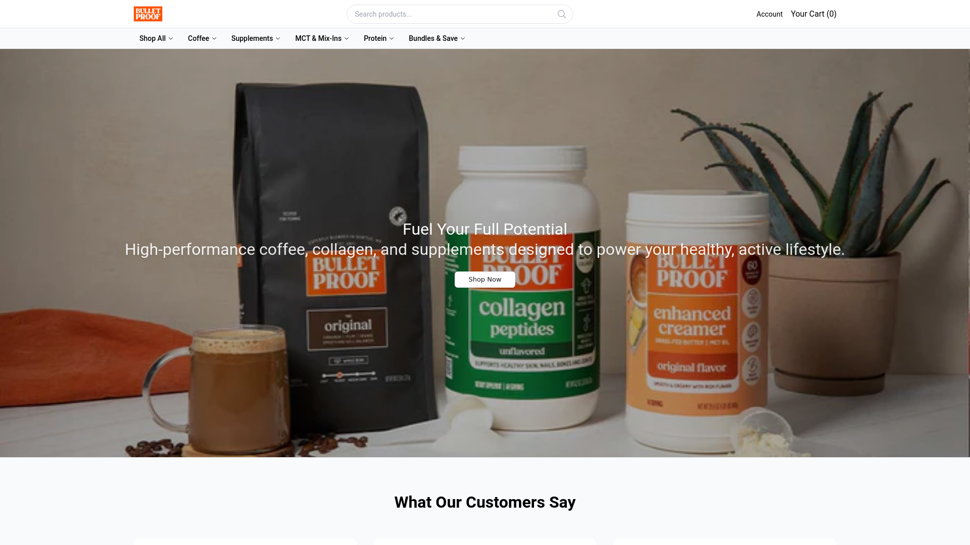 website screenshot of https://trybulletproof.shop/