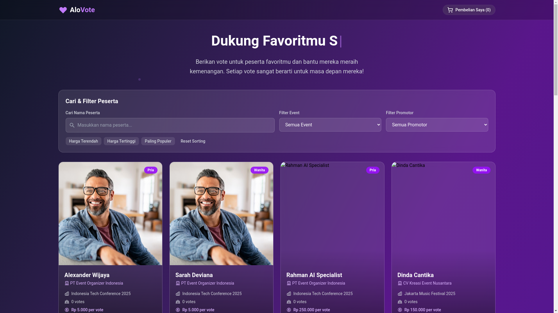 website screenshot of https://alovote.com/