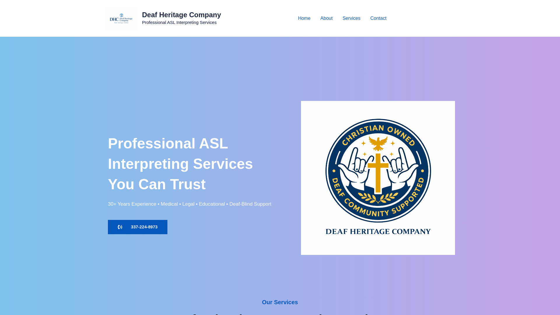 website screenshot of https://deaf-heritage.com/