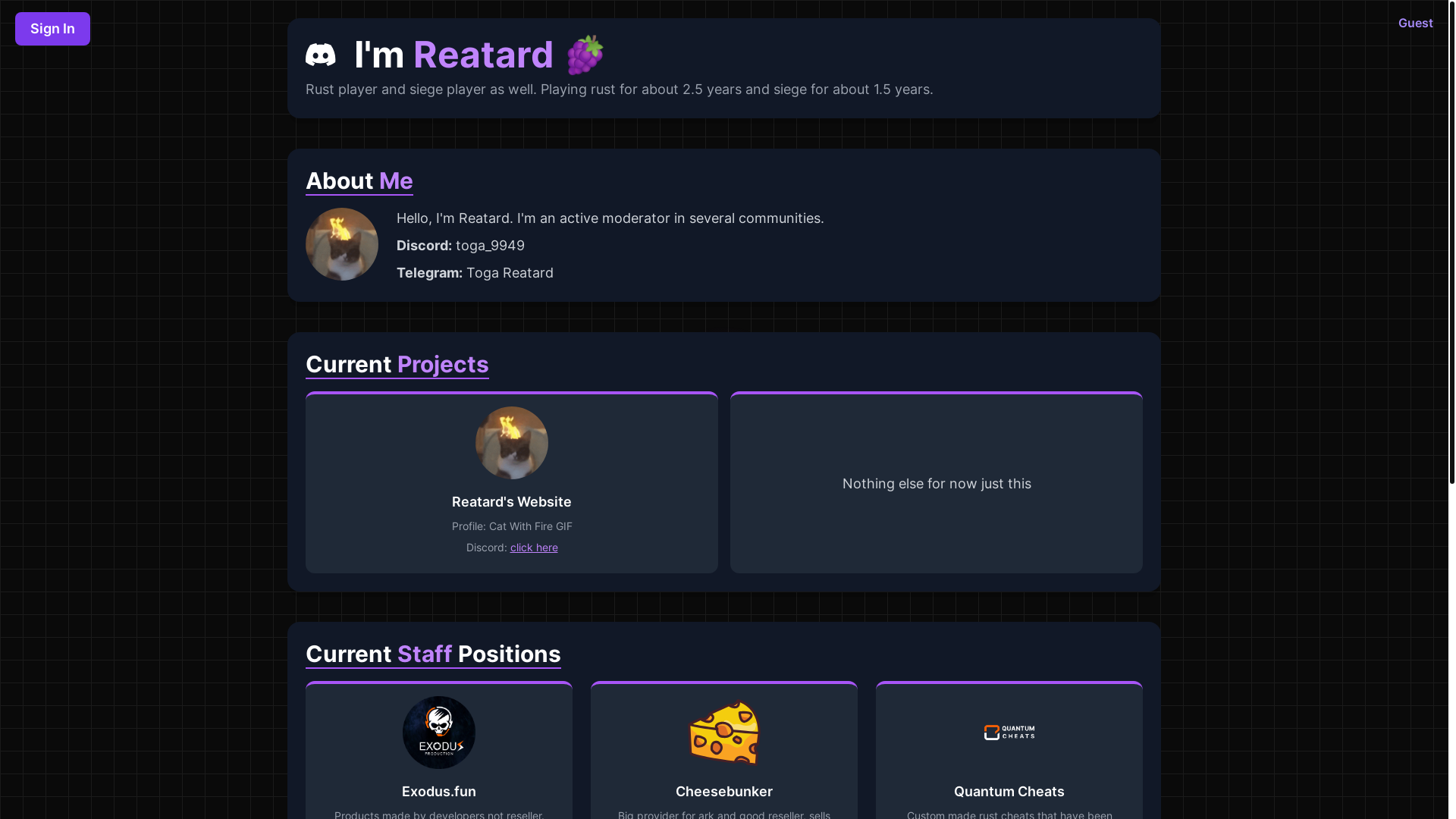 website screenshot of https://reatard.pages.dev/