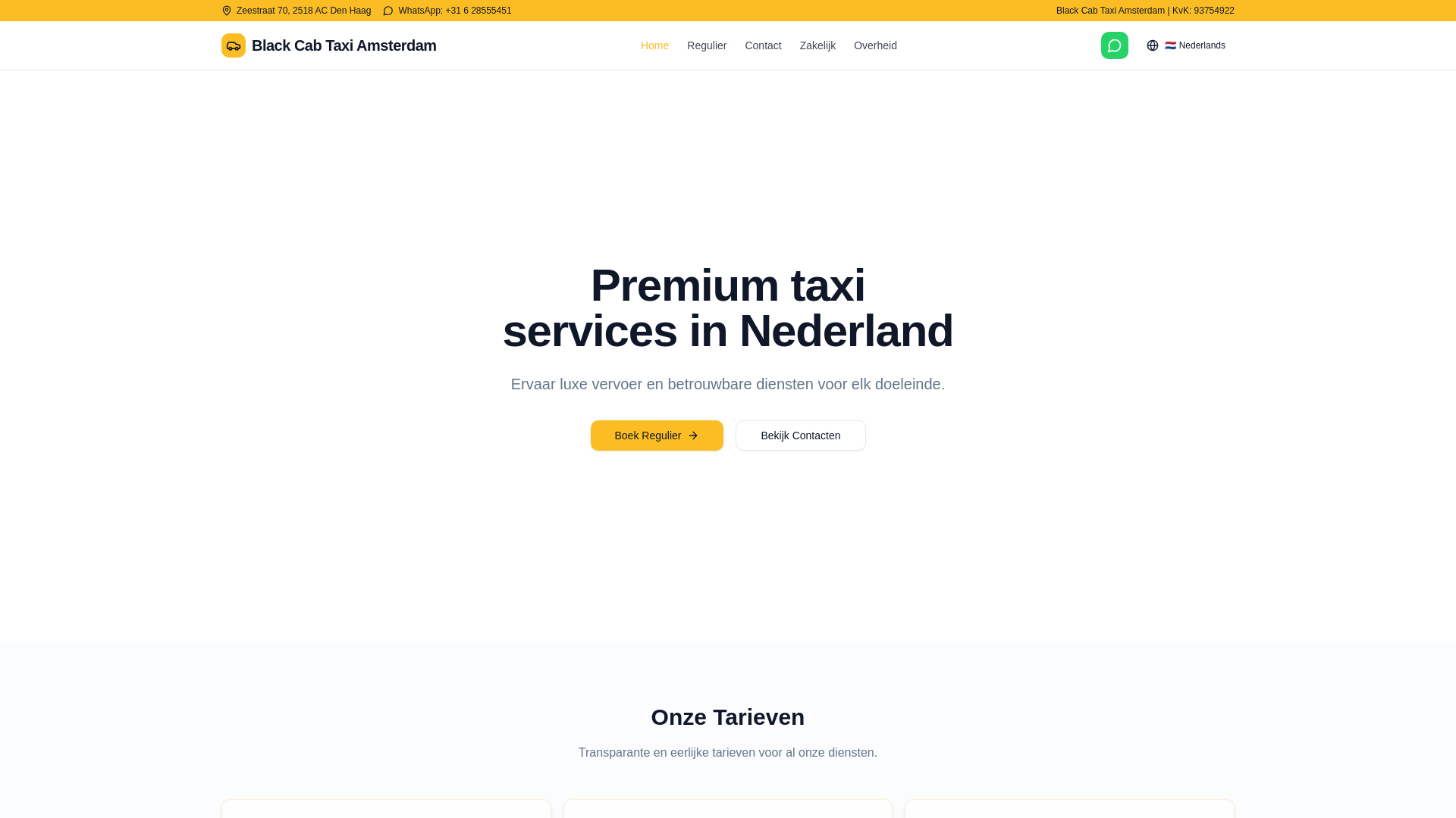 website screenshot of https://blackcabtaxiamsterdam.nl
