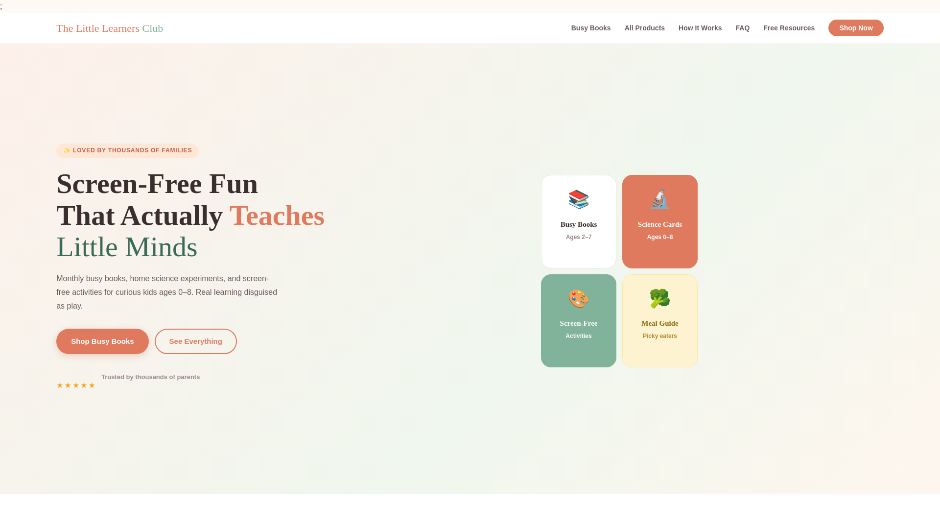 website screenshot of https://thelittlelearnersclub.org