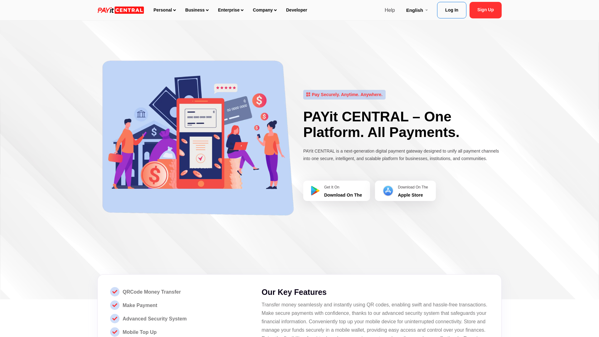 website screenshot of https://payitcentral.com/