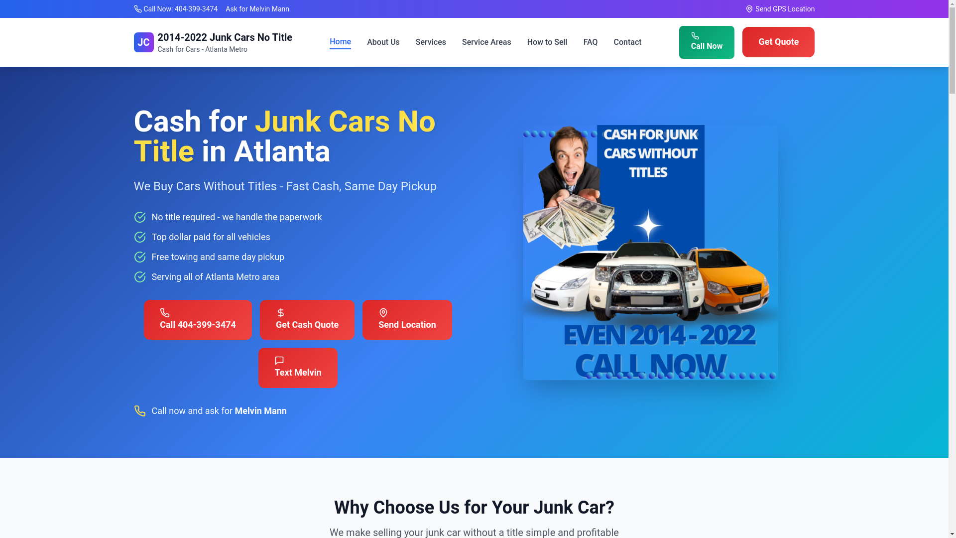 website screenshot of https://junkcarsnotitle.blog/