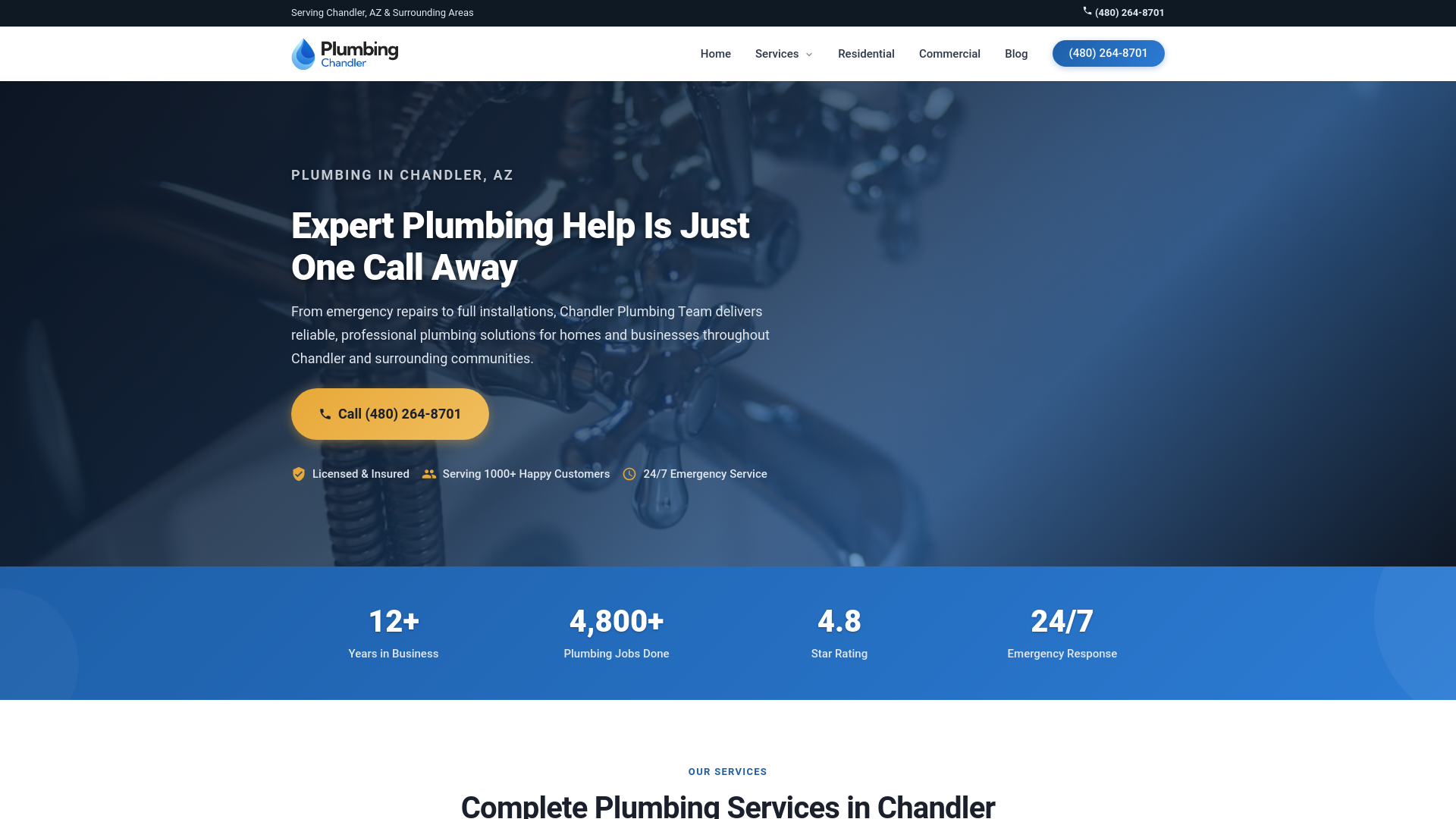 website screenshot of https://chandlerplumbingteam.com/