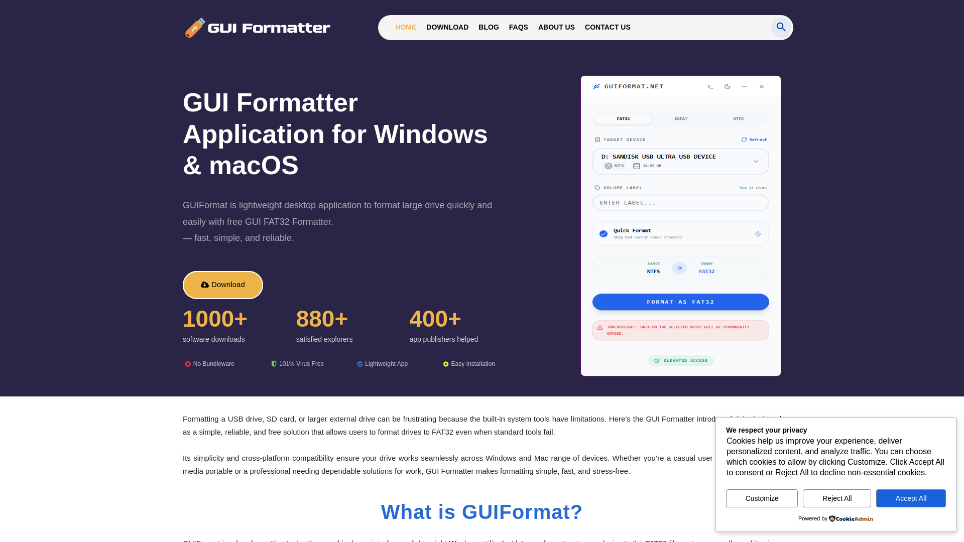 website screenshot of https://guiformat.net/